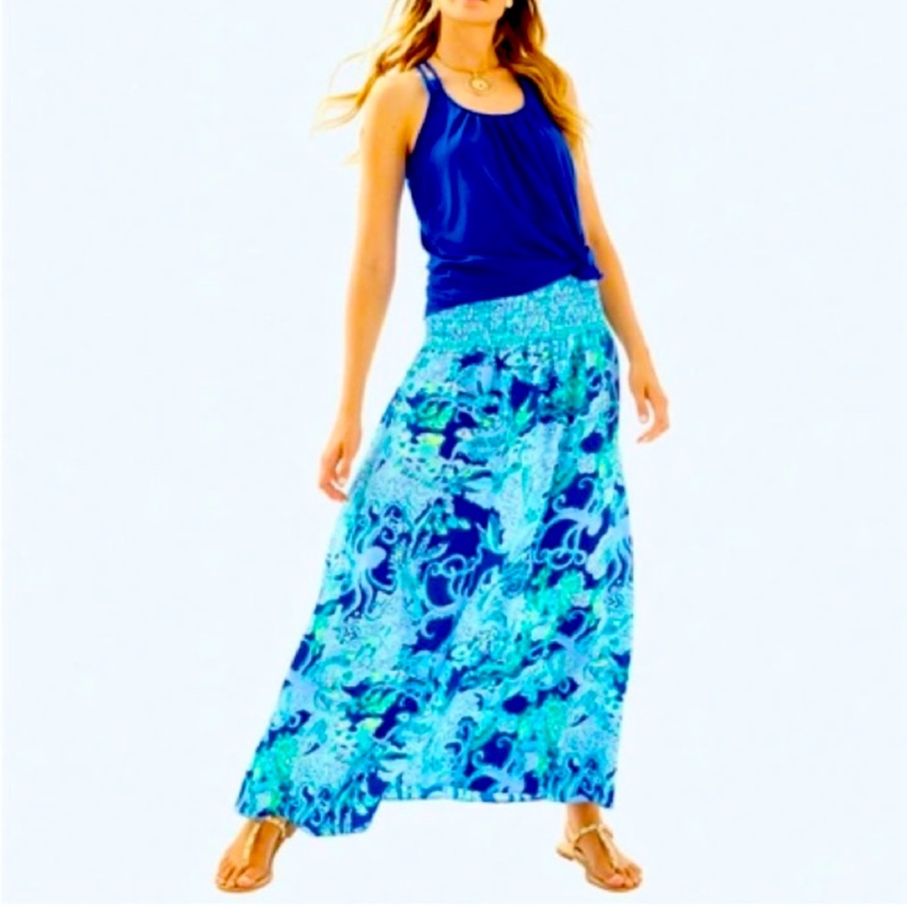 {EUC} Lilly Pulitzer Bodhi Maxi Skirt Sea Sirens Blue Small
